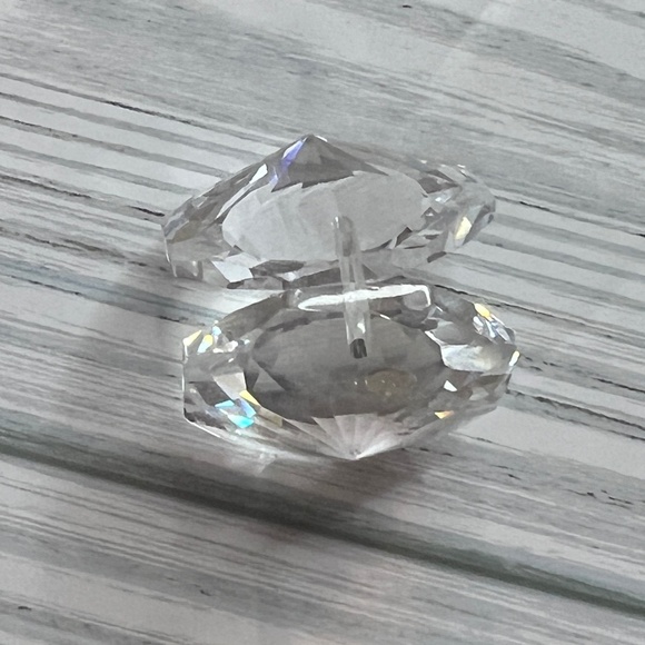 Clear 1.5" Oyster Figure Decor with Pearl &Mirror Plate Rainbow Effect Unmarked - Picture 7 of 9